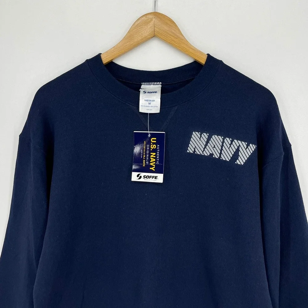 Soffe Mens US Navy Reflective Logo Crewneck Fleece Sweatshirt Blue Size M NWT